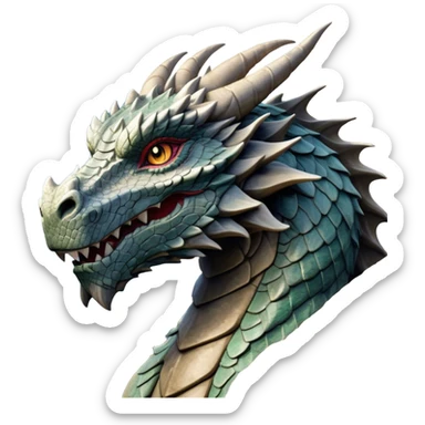 Cinematic Noble Giant Rock Dragon Portrait Emoji, Poised and awe-inspiring, with a massive, rugged form carved from ancient stone, featuring intricately textured scales that resemble weathered granite and basalt, and piercing, stony eyes echoing the strength of timeless mountains; rendered with lifelike detail and earthy natural highlights, high shine, formidable and grounded, styled with an aura of primordial majesty, focused and resolute, soft glowing outline, capturing the essence of an enduring rock titan ready to surge from the screen with ageless power! sticker