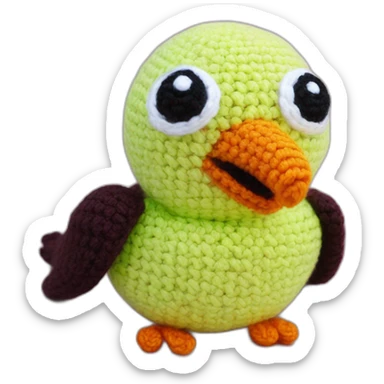 Small evil smiling bird amigurumi sticker