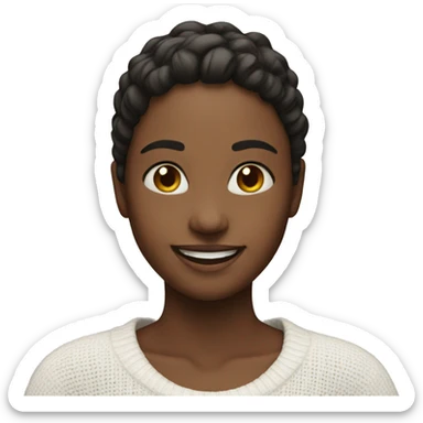 smiling girl in white sweater sticker