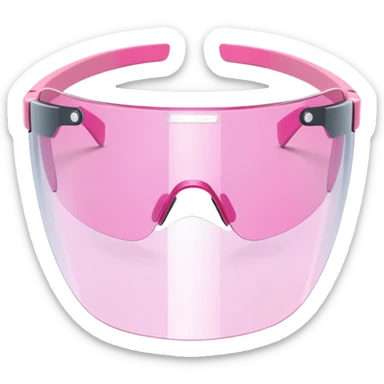 pink tinted shield visor glasses, frameless Y2K style, one continuous lens sticker