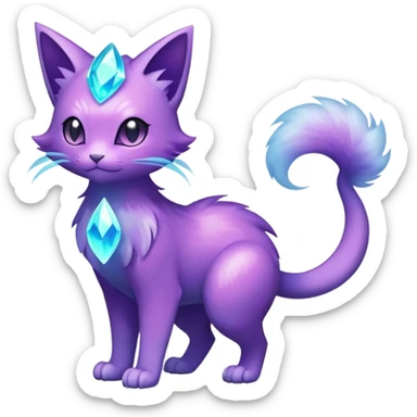 Shiny Magical Elemental Mysterious Purrloin-Delcatty-Pokémon-Fakémon-hybrid-creature (full body) sticker