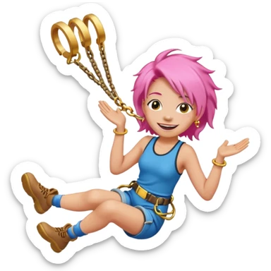 bungee jumping face with earrings and pink hair flying away earrings flying away sticker