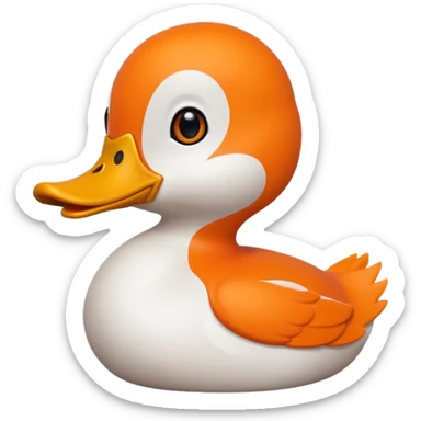 orange whit duck beak and black dot eyes cartoon style sticker