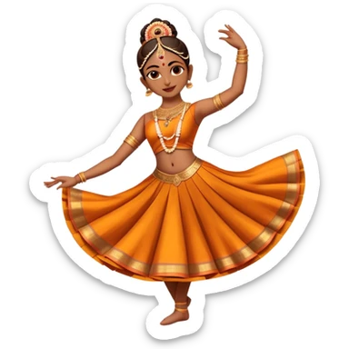 cinematic-realistic-bharatanatyam-dance-emoji,-depicted-as-an-elegant-classical-indian-dance-performance-with-graceful-poses,-intricate-costumes,-and-expressive-hand-gestures,-rendered-with-rich-textures-and-warm-dramatic-lighting, single dancer sticker