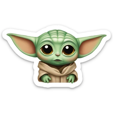 Baby Yoda in big heart shape sticker
