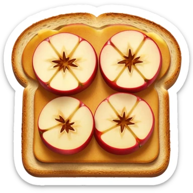 toast with apple slices on top, classic emoji style, simple and bold, no text sticker