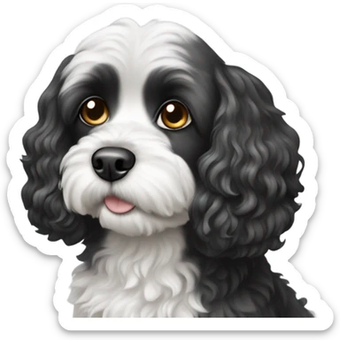 Black and white cavapoo dog sticker