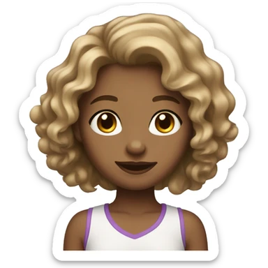 girl with wavy hair light bruin,light skin tone, eyees a light bruin  sticker