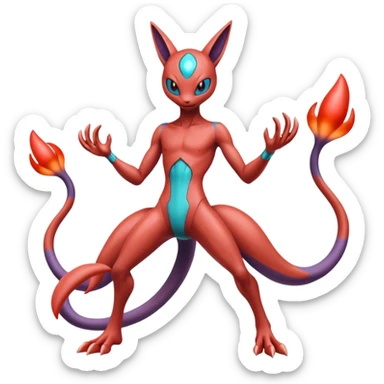 Mewtwo-Deoxys-Yveltal-Lunala-Fakémon-hybrid-creature (full body)  sticker