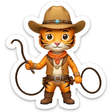 Tiger cowboy with hat and lasso sticker
