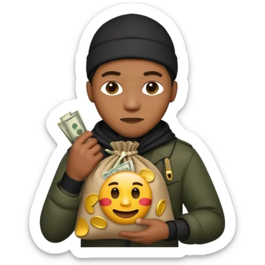 Ladrão com saco de dinheiro emoji eveito Mandelaa sticker