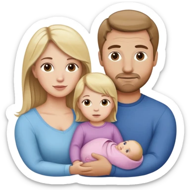 White family, 1 mom with brown hair, 1 dad with Blonde hair, 1 girl baby  sticker