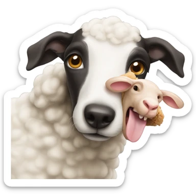 A dog eating lamb sticker
