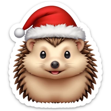 Hedgehog with christmas hat sticker