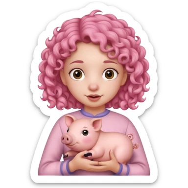 girl holding real piggy sticker