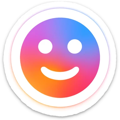 Frame 1: Colorful gradient background with smiley face, no grid lines (keyframe for morph animation) sticker