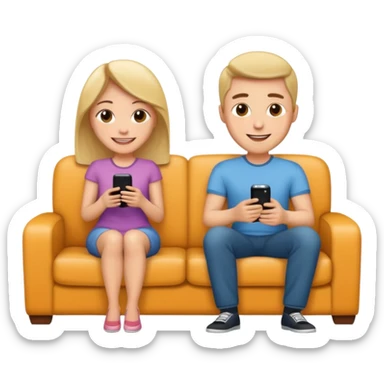 
A couple sitting on a sofa in a room enjoying a movie sticker