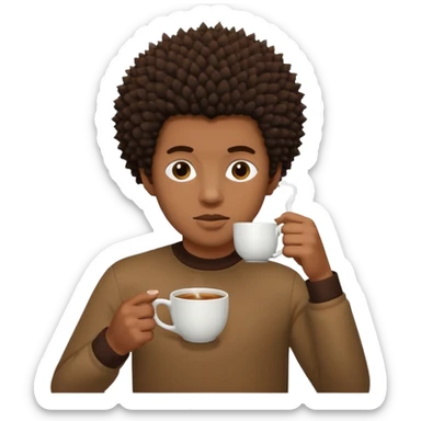 A black guy with a small spiky Afro sipping tea sticker