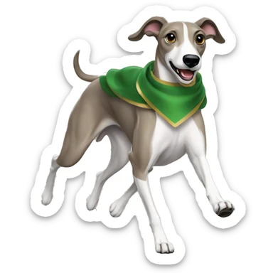 Greyhound running with green sash sticker