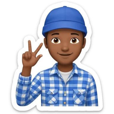 Emoji of a young man with dark hair, wearing a blue cap and a white flannel shirt, the young man is making a "like" gesture with his right hand sticker