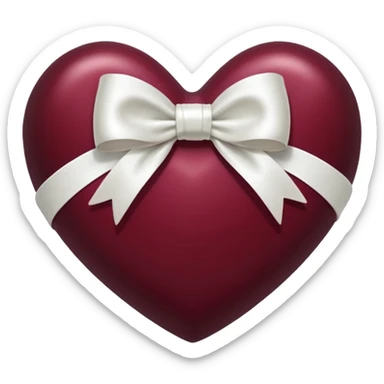 dark maroon heart with white bow sticker
