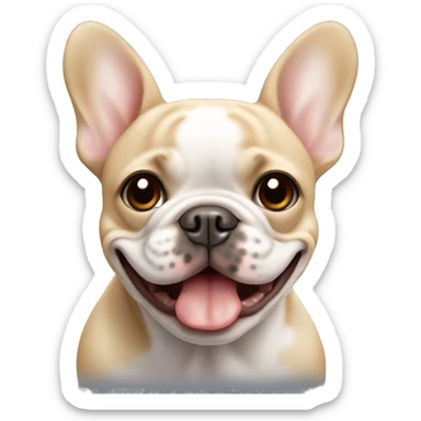 happy face beige french bulldog with white center face with a mole on the right ear sticker