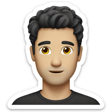 white man with black middle parting hair  sticker