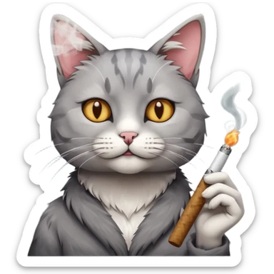 Cat smoking a j sticker