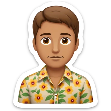 brown hair blond man with flowered shirt sticker