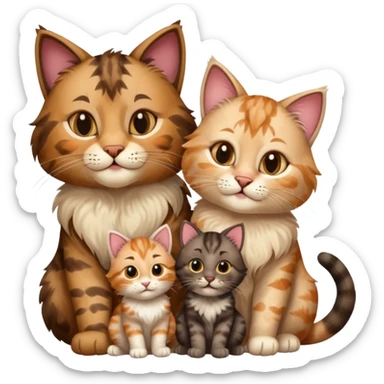 same but with 2 large cats and 2 kittens sticker