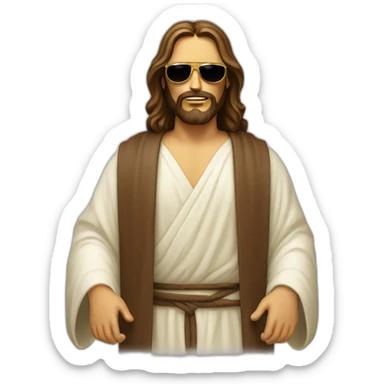 jesus with sunglasses realistic in zen mode sticker