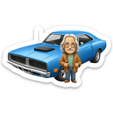 Old hippie in Dodge Charger sticker