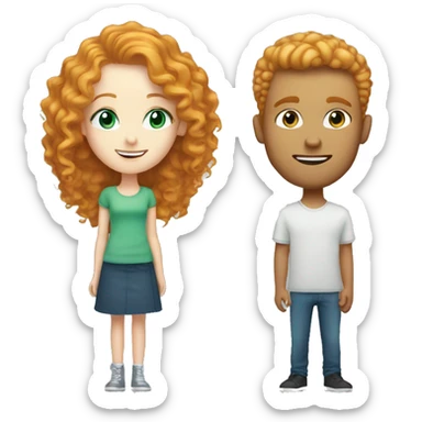 Ginger girl with blue green eyes and her taller boyfriend with light blonde short curly hair sticker