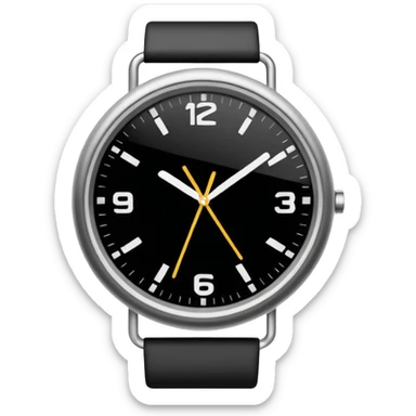 necesito un reloj, ilustrado minimalista, a blancoy negro, con linea delgada , como un icono sticker