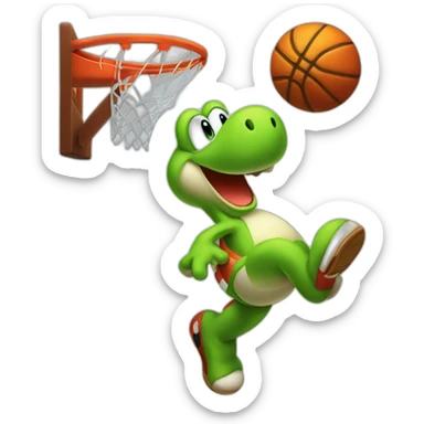 Yoshi doing a slam dunk sticker