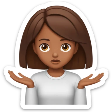 brown-skinned girl with brown hair, shrugging, no uniform sticker