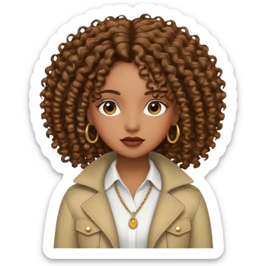 Brown skin girl with curly roots and straight ends sticker