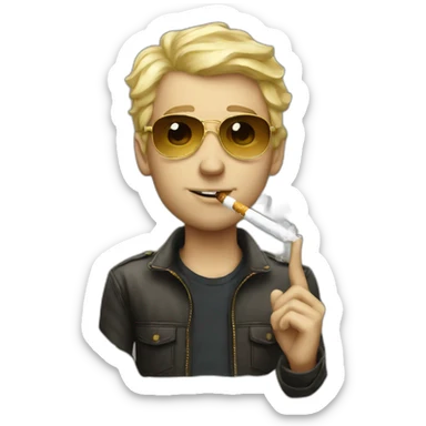 blonde white man with golden aviator glasses smoking cigarette sticker