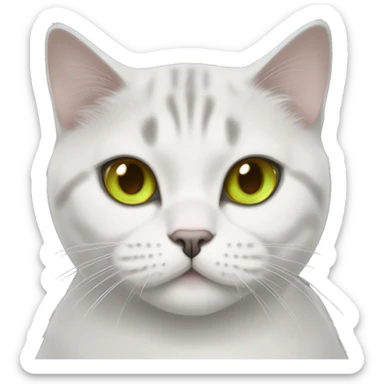 British Shorthair white Short Face Cat with Yellow and green gradient Eyes with have blackhair and brown eyes girl  sticker
