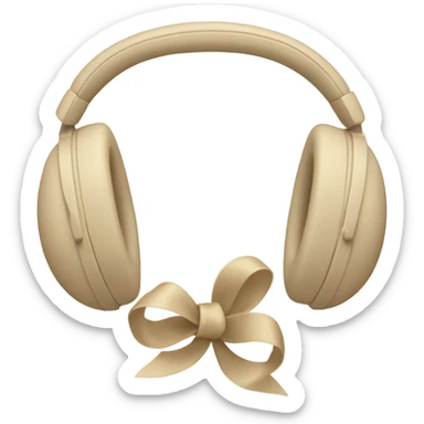 beige apple headphones with beige bows sticker