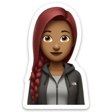 beautiful burgundy straight haired Girl wearing northface full body sticker