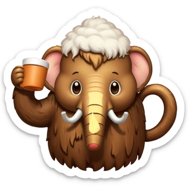 A mammoth who drinks a hot chocolate sticker