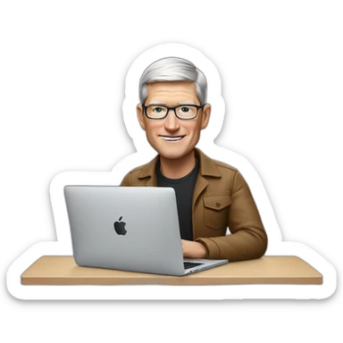 tim cook with a macbook pro sticker