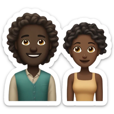 Dark skin man with waves with tan woman with locs sticker