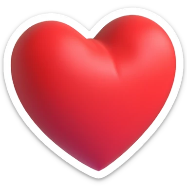 3D heart, red color, Microsoft 3D emoji style sticker