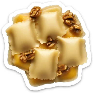 butternut squash ravioli in brown butter sauce with walnuts sticker