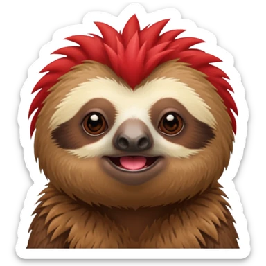 sloth with a red mohawk just the mohawk is red sticker