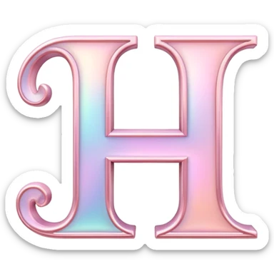 Iridescent pastel pink romantic formal elegant sophisticated cultured neat pretty beautiful nifty Font setting icon with letter H sticker