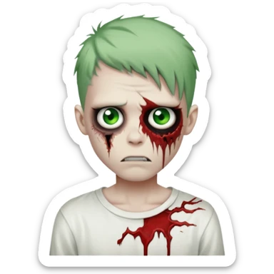 zombie boy with emo hair and white shirt sticker