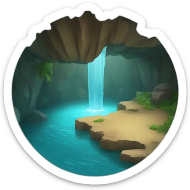logo with water in a cave sticker